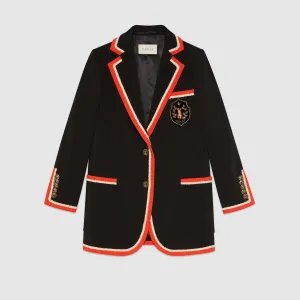 Gucci Viscose Jacket With Fox Crest In Black