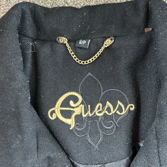 Guess Women’s Double Breasted Black Wool Coat Blazer Size Small