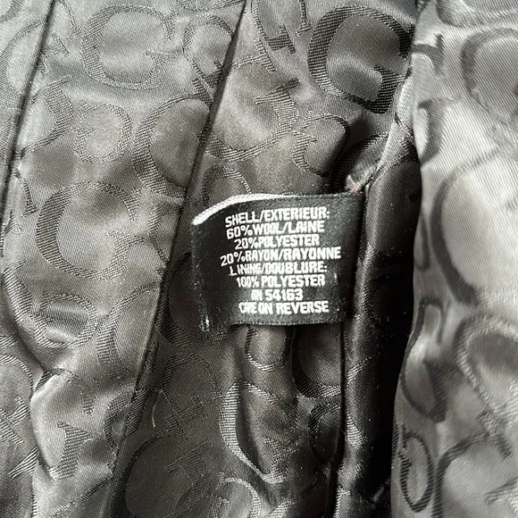 Guess Women’s Double Breasted Black Wool Coat Blazer Size Small