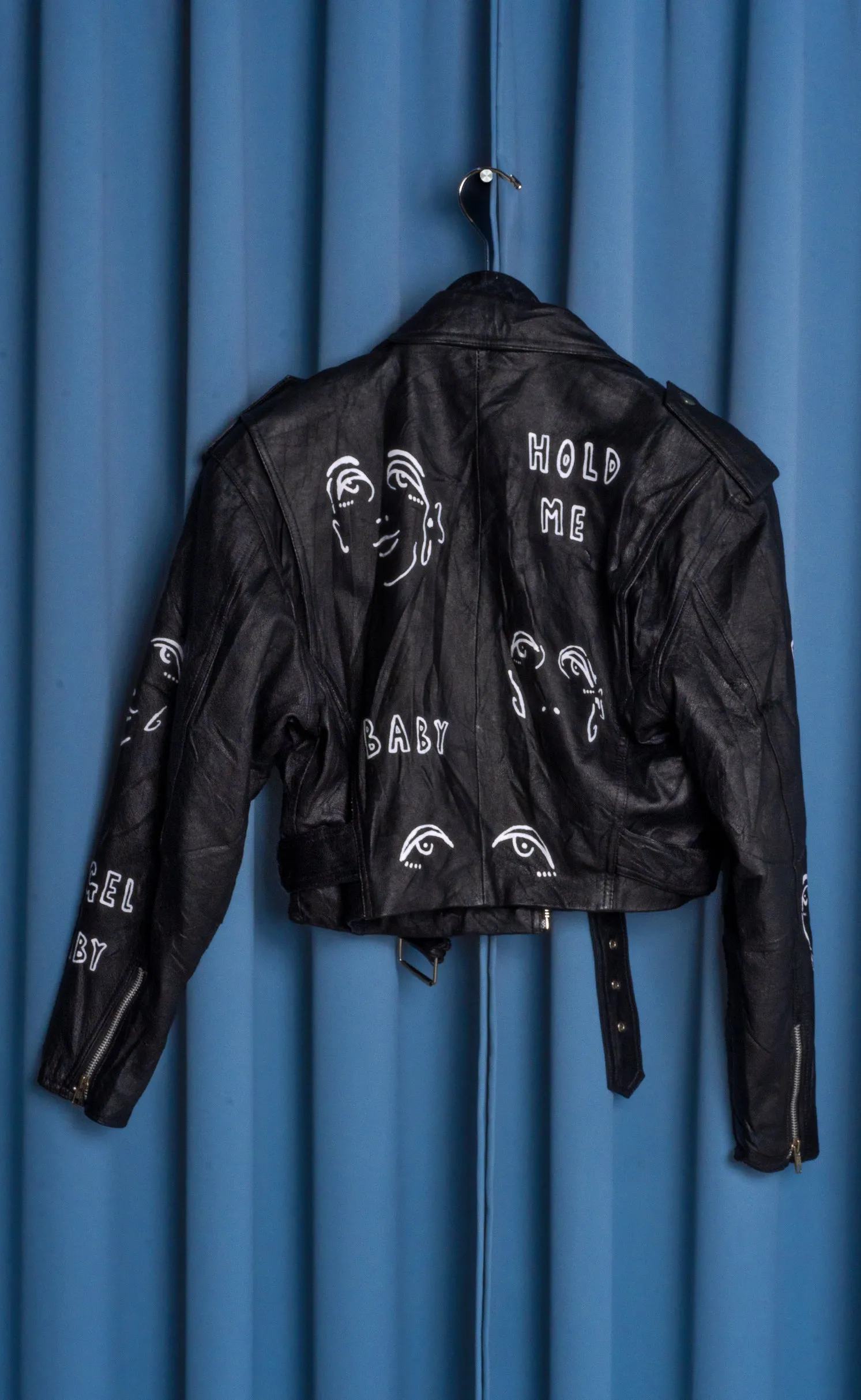 Hand Painted 'Diary' Leather Painted Jacket - Small