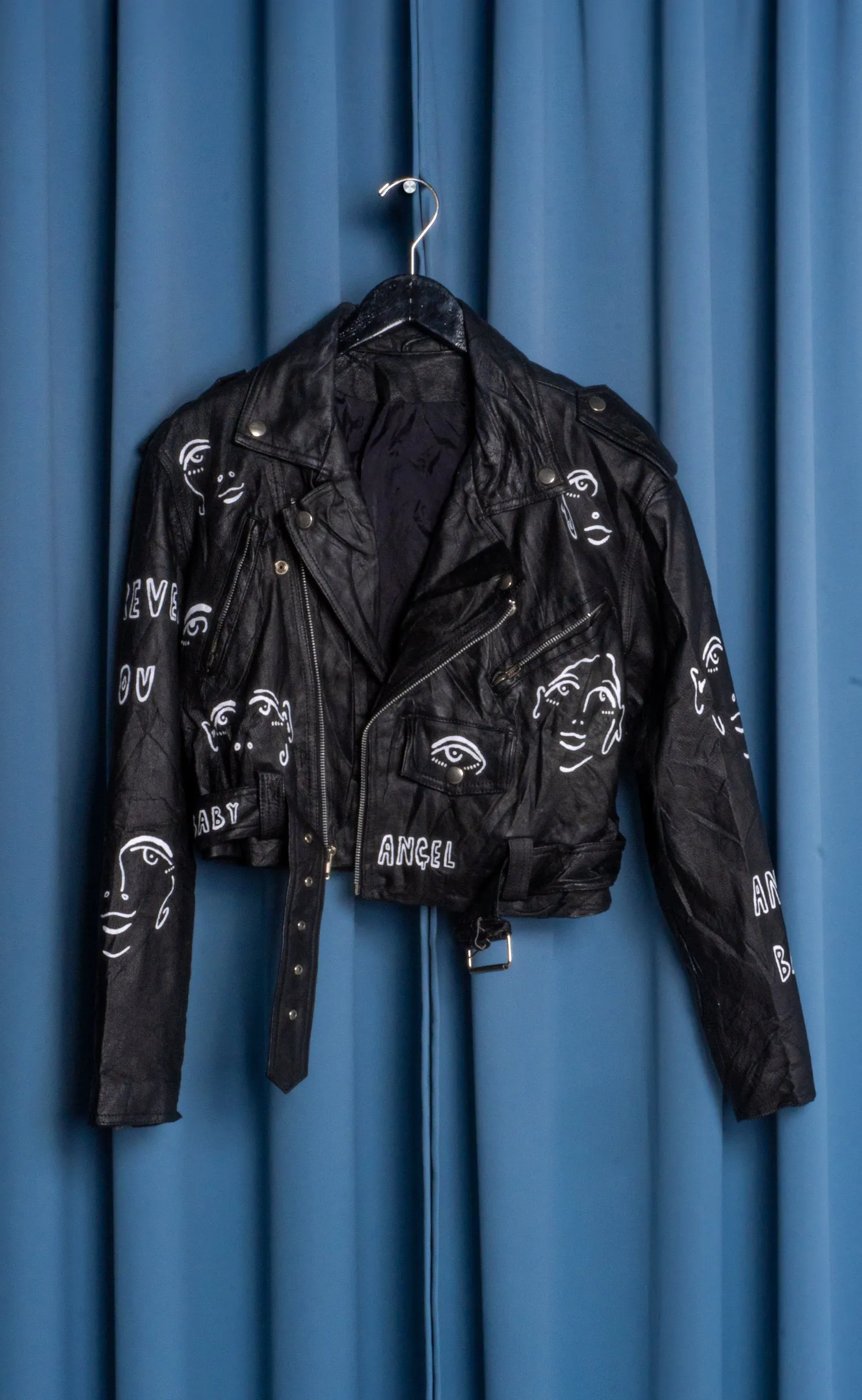 Hand Painted 'Diary' Leather Painted Jacket - Small