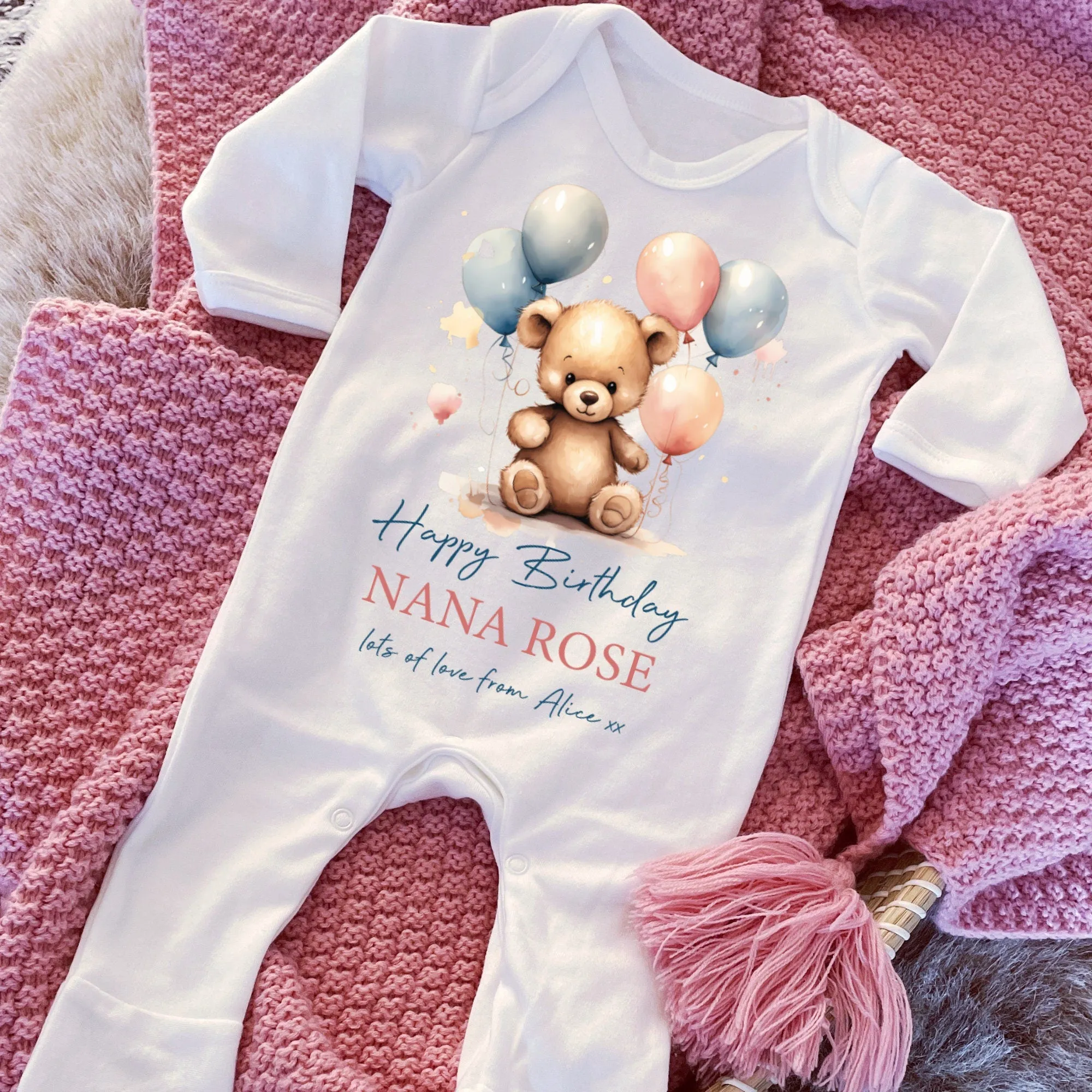 Happy Birthday Nana Babygrow, 1st Birthday as My Nanny, New Nan Gift, Grandma Birthday, Granny Birthday, Sleepsuit Vest Bodysuit Birthday