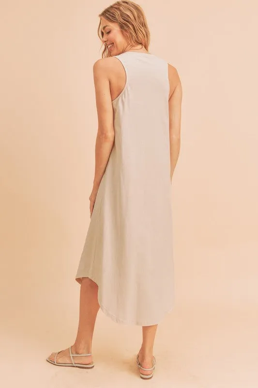 Hazel Blues® |  Aemi   Co Front Pleat Detail V-Neck Sleeveless Midi Dress
