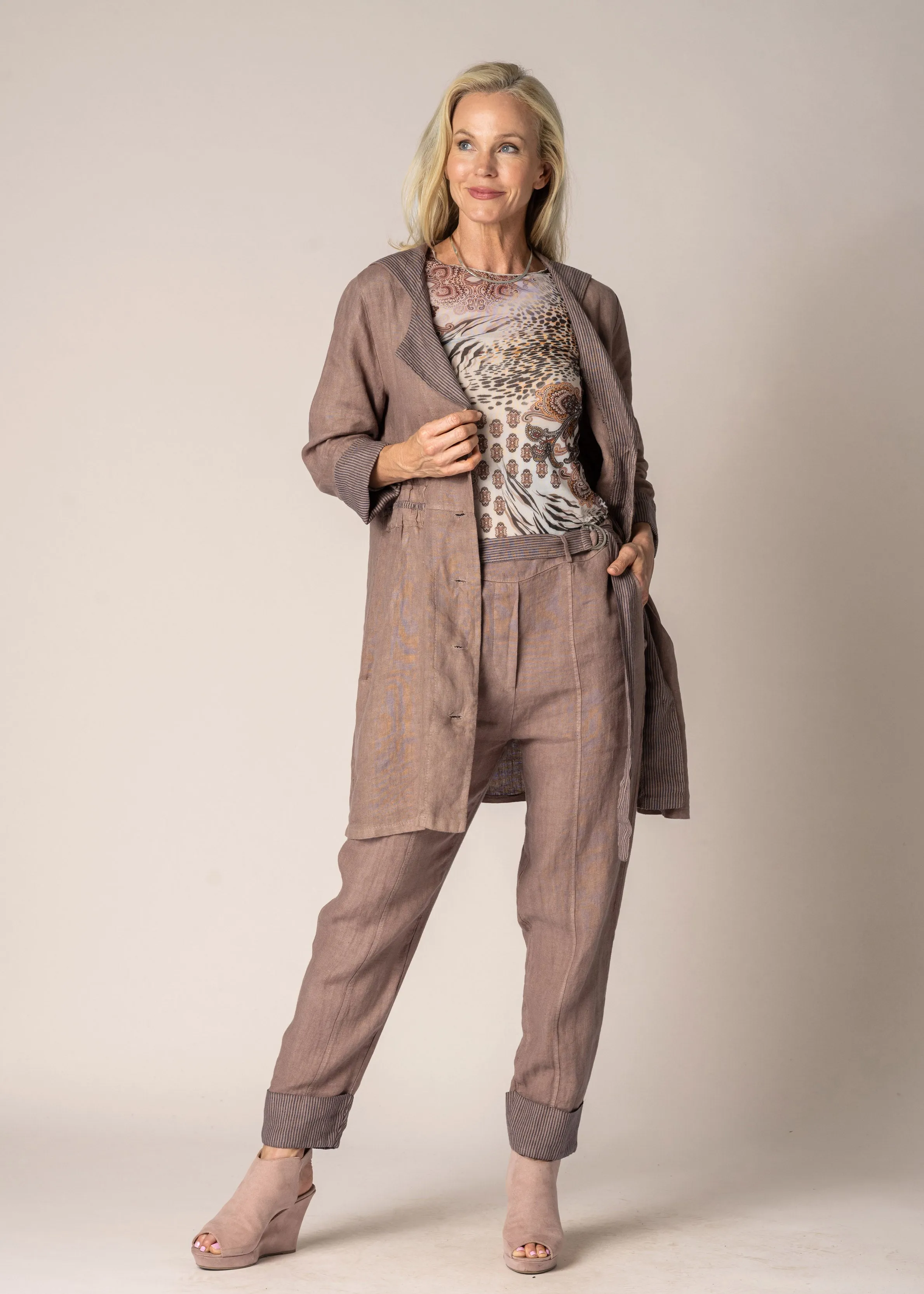Helena Linen Pants in Milk Chocolate