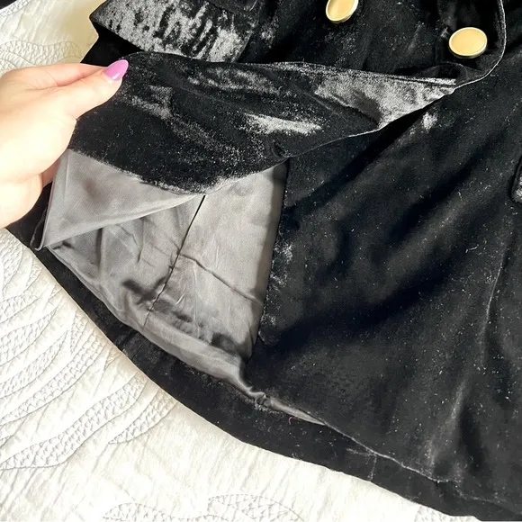 House of Harlow 1960 - Double Breasted Black Velvet Blazer w/ Gold Buttons
