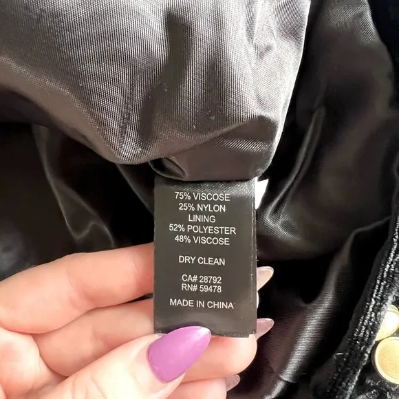 House of Harlow 1960 - Double Breasted Black Velvet Blazer w/ Gold Buttons