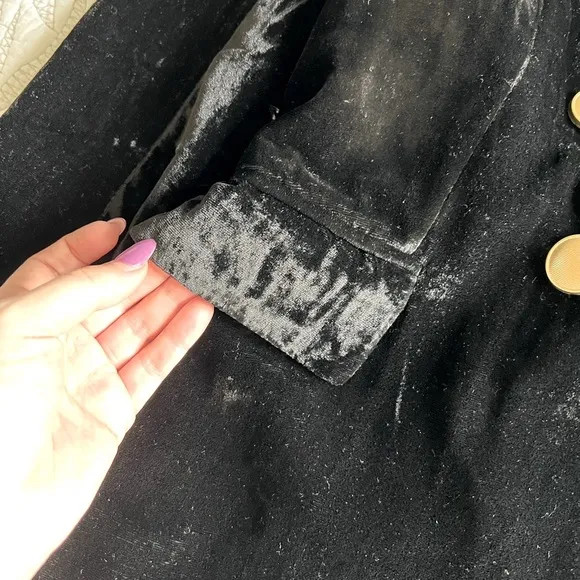 House of Harlow 1960 - Double Breasted Black Velvet Blazer w/ Gold Buttons