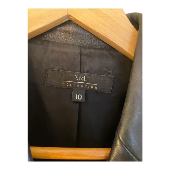 ID COLLECTION Women's 100% Leather Motorcycle Jacket Blazer in Black Size 10