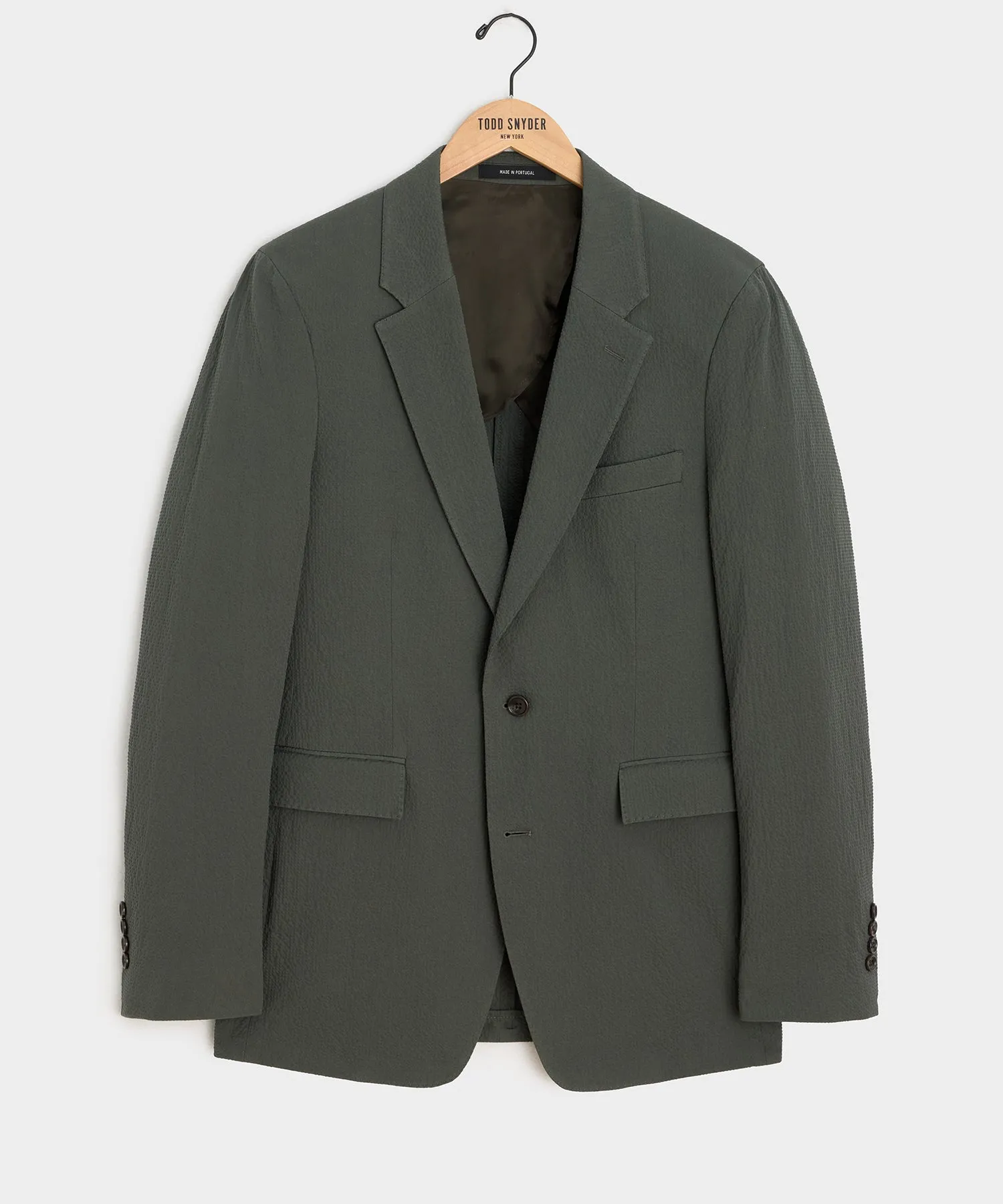 Italian Seersucker Sutton Jacket in Olive