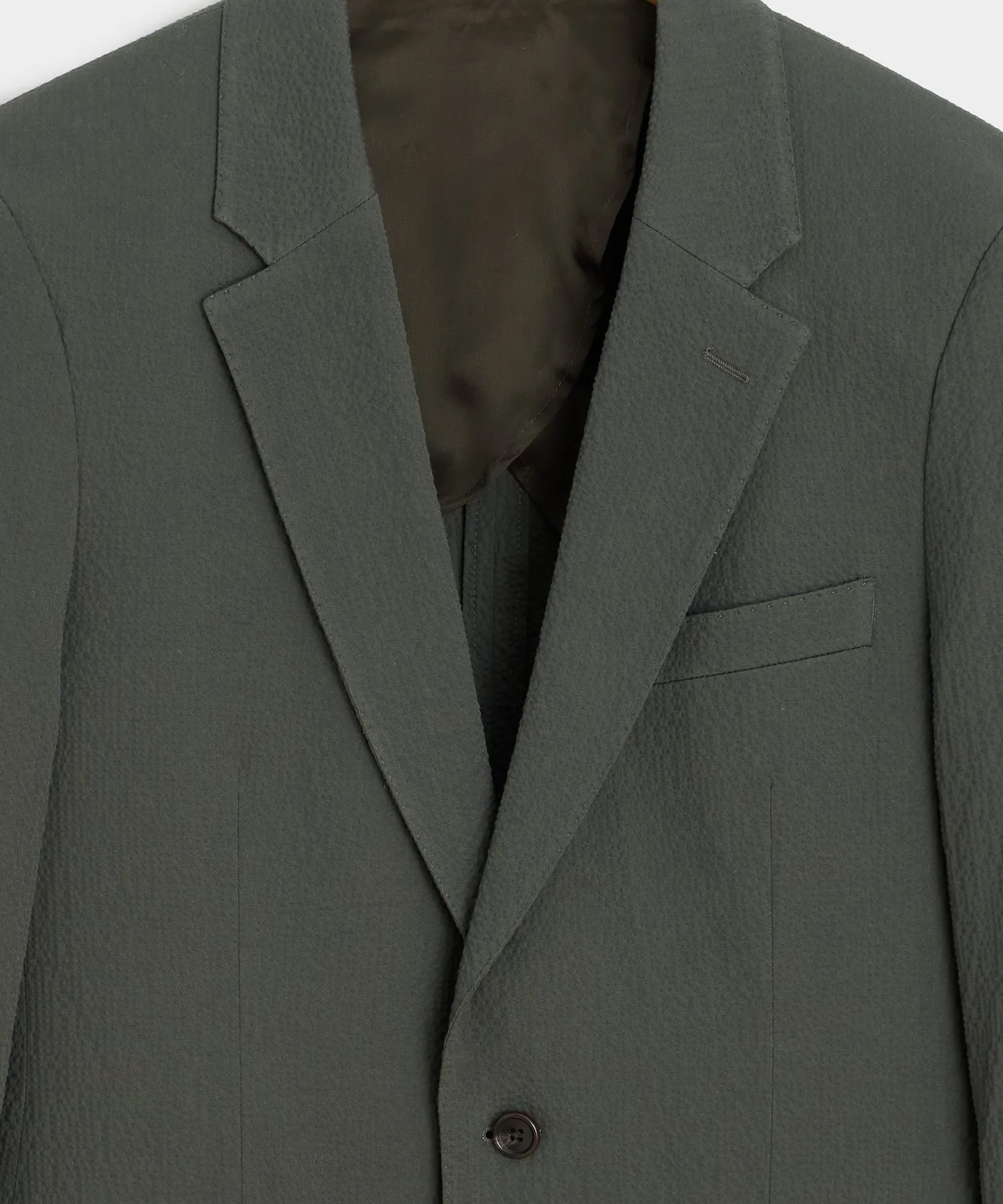 Italian Seersucker Sutton Jacket in Olive