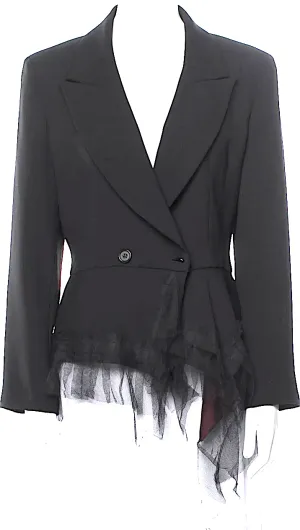 IVAN GRUNDAHL COPENHAGEN. Black Viscose Blend Mesh Accents Blazer
