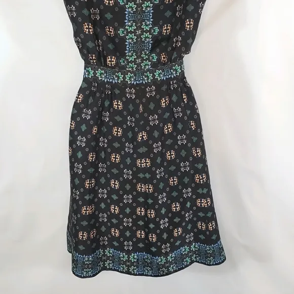 J Crew Blue Floral Cap Sleeve Silk Dress Size 4
