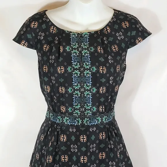 J Crew Blue Floral Cap Sleeve Silk Dress Size 4
