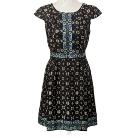 J Crew Blue Floral Cap Sleeve Silk Dress Size 4