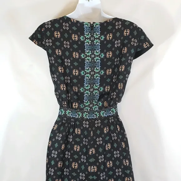 J Crew Blue Floral Cap Sleeve Silk Dress Size 4