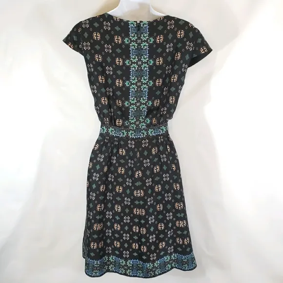 J Crew Blue Floral Cap Sleeve Silk Dress Size 4