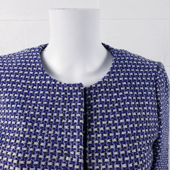 J. Crew Navy BlueTweed Cropped Blazer Jacket Women's Size 6
