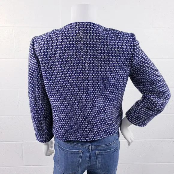 J. Crew Navy BlueTweed Cropped Blazer Jacket Women's Size 6
