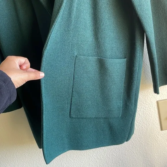J Crew Sophie Open-front Wool Blend Sweater-blazer Old Forest Green S