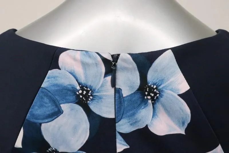 Jason Wu Dress Blue Floral Print Cotton Size 4 Sleeveless Fit & Flare