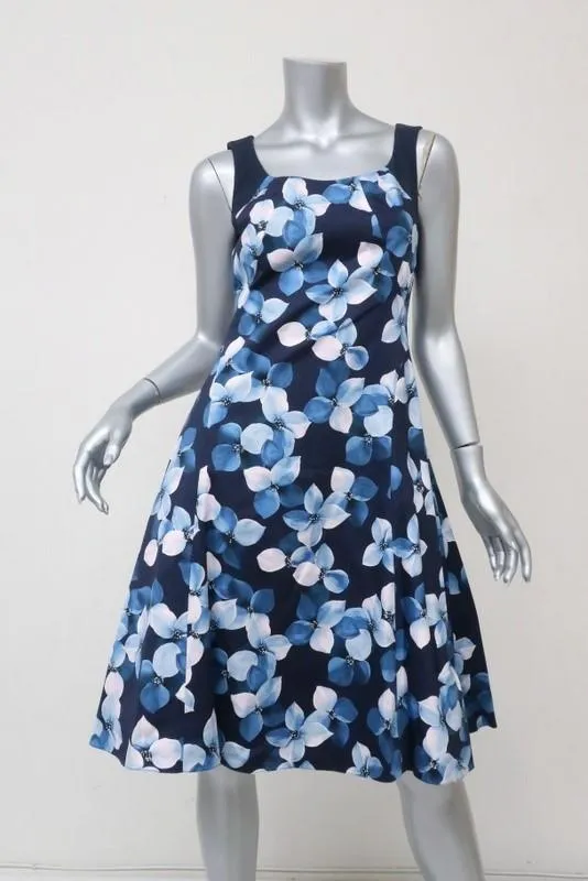 Jason Wu Dress Blue Floral Print Cotton Size 4 Sleeveless Fit & Flare