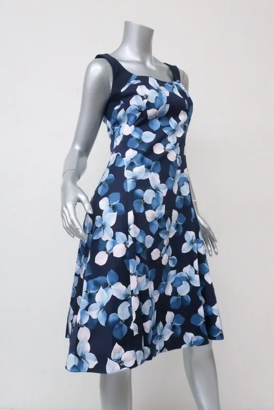 Jason Wu Dress Blue Floral Print Cotton Size 4 Sleeveless Fit & Flare