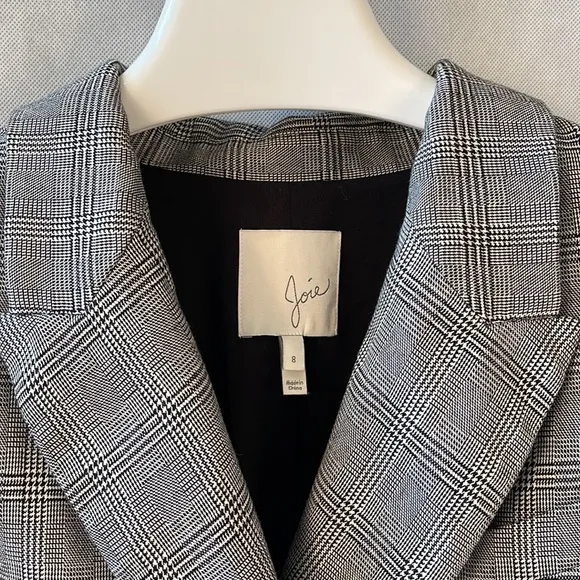 Joie Houndstooth Plaid Boyfriend Blazer Size 8