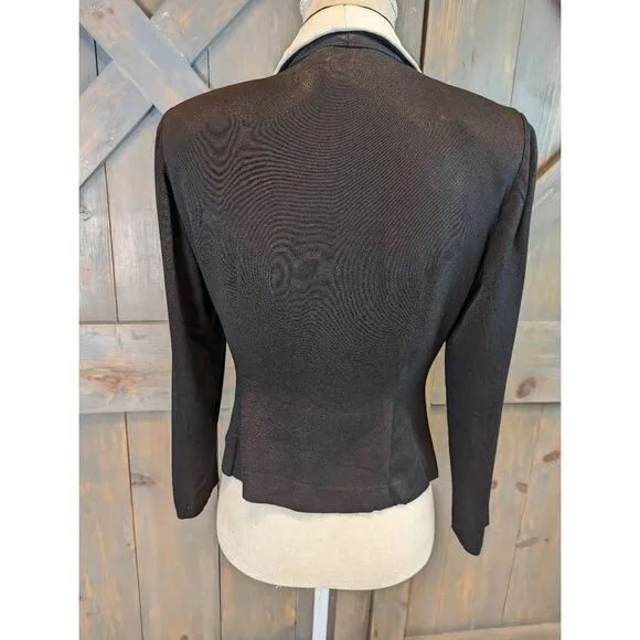 J.S.J Petites Single Breasted Blazer Women's Small Black Cream Slim vintage