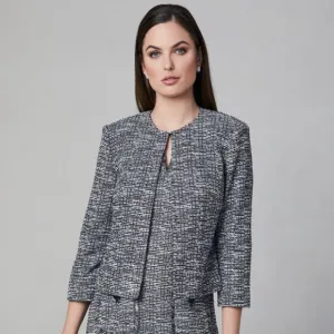 Karl Lagerfeld Grey Tweed Cropped Jacket