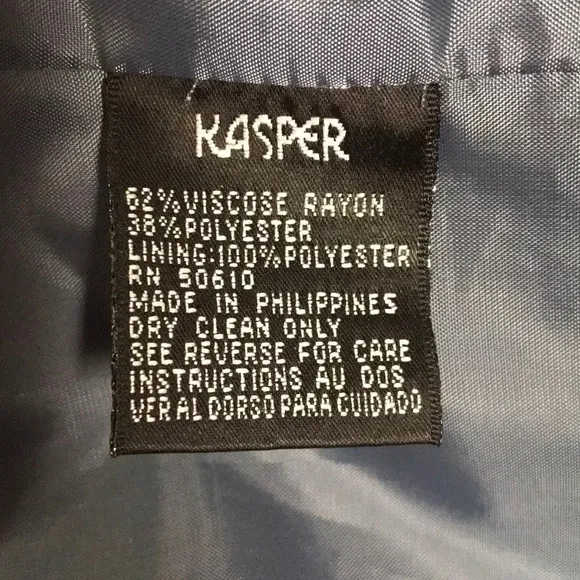 Kasper blue three-button fully lined blazer jacket
