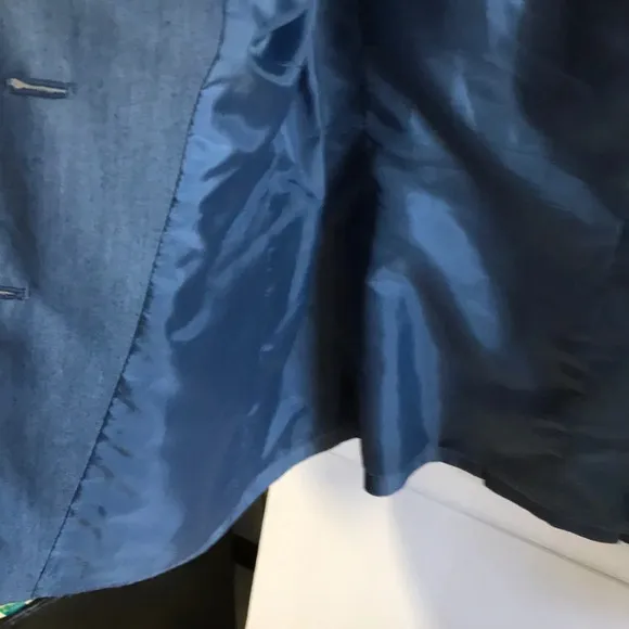 Kasper blue three-button fully lined blazer jacket