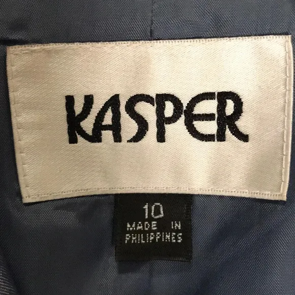 Kasper blue three-button fully lined blazer jacket