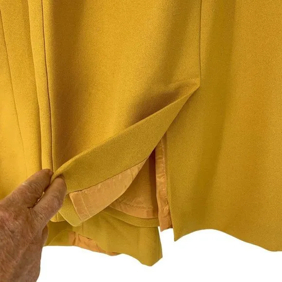 Katherine Kay Ltd. Vintage Skirt Suit Set Yellow Exotic Collar Sz 12 3965 USA