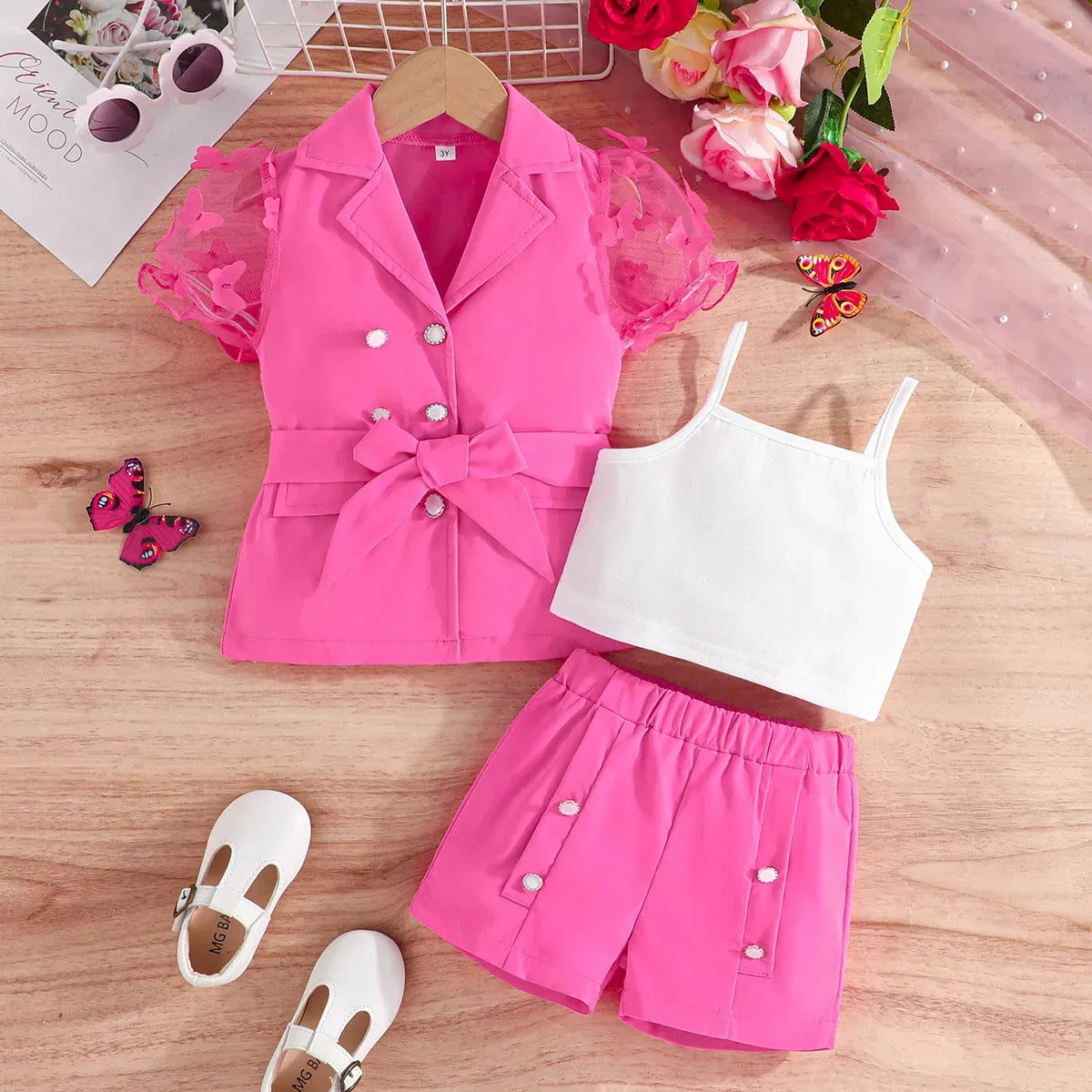 Kids Clothes Girls Blazer &Shorts Sets