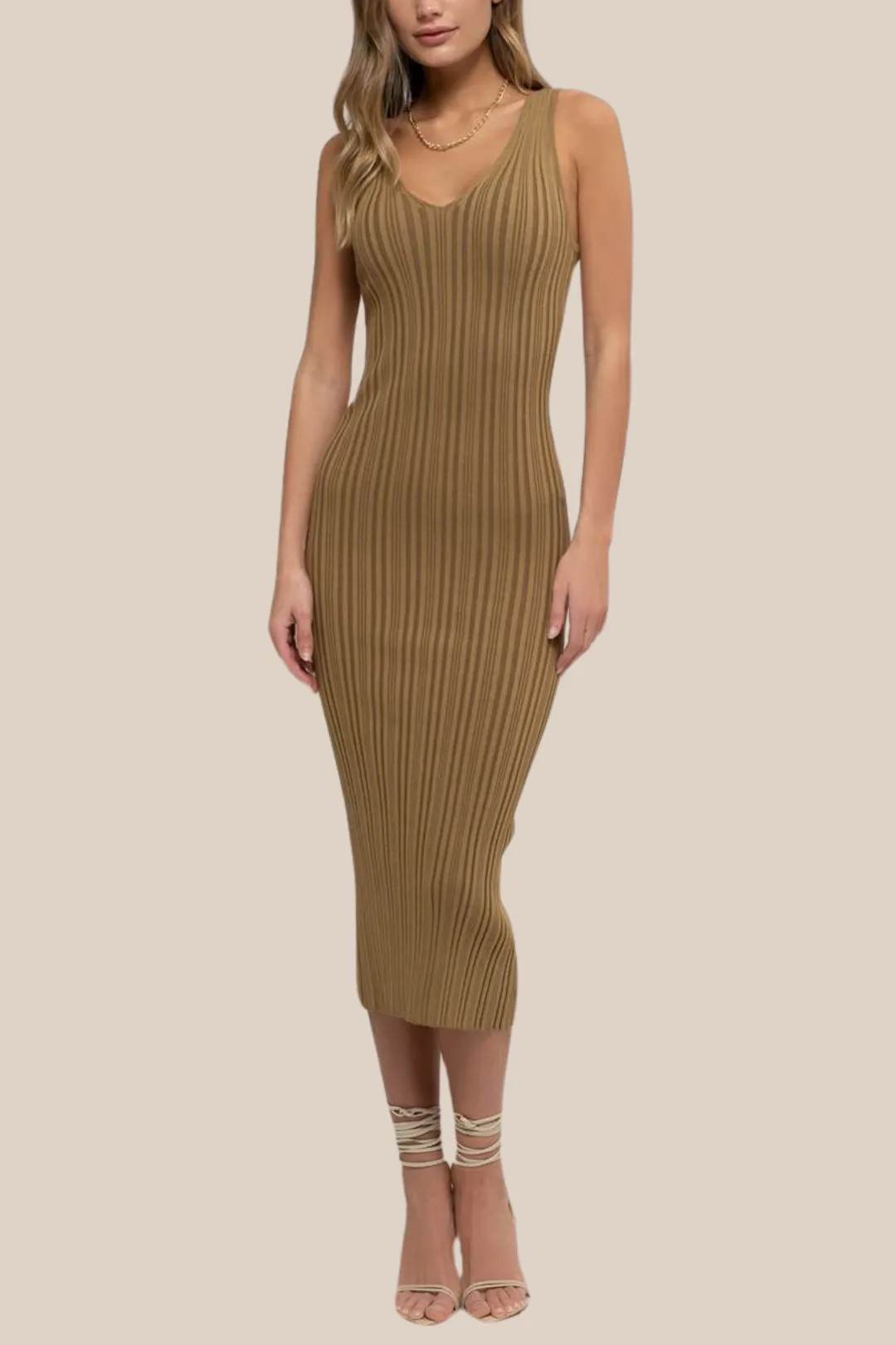 KORSA MIDI DRESS - OLIVE