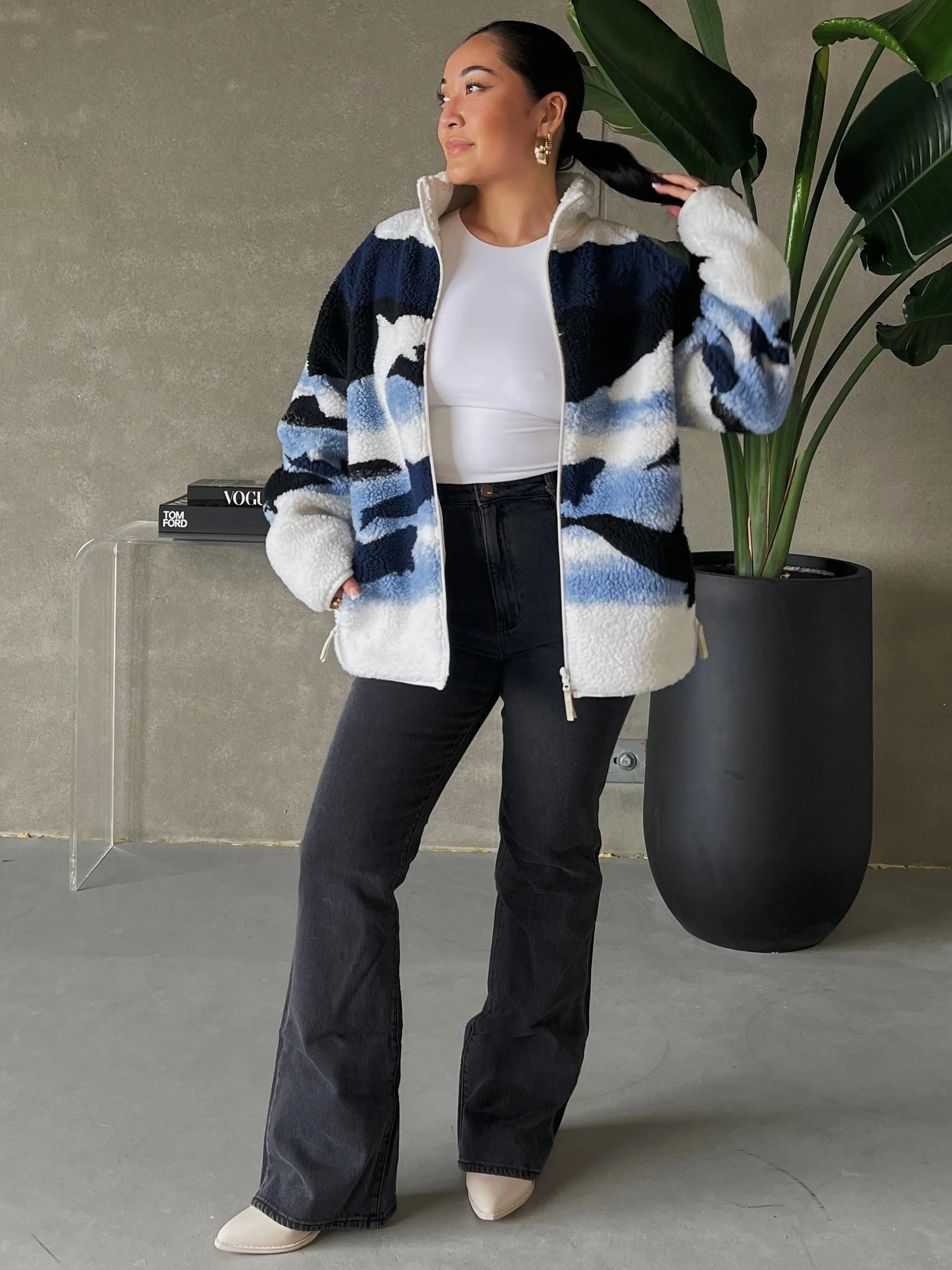 KUWALLA "Orca Time" Unisex Sherpa Zip Up Jacket