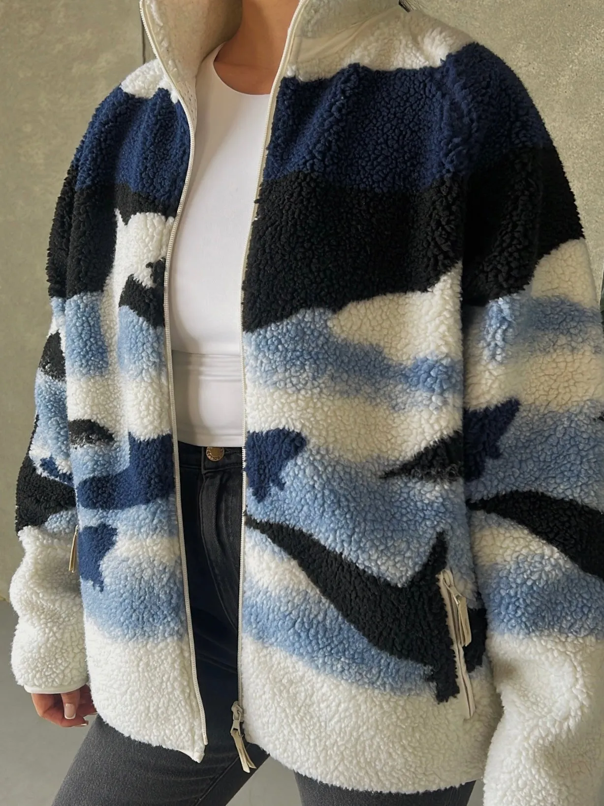 KUWALLA "Orca Time" Unisex Sherpa Zip Up Jacket