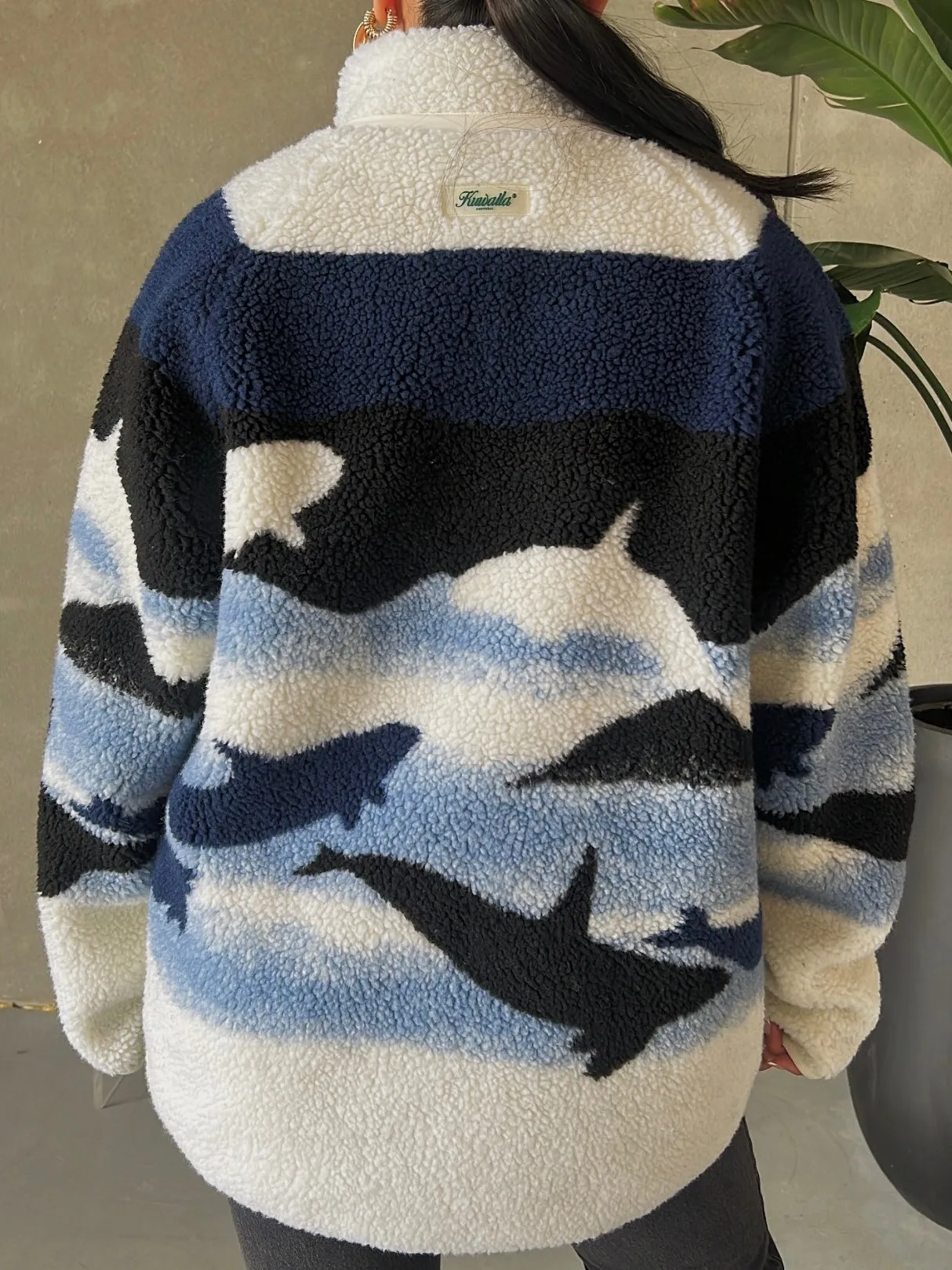 KUWALLA "Orca Time" Unisex Sherpa Zip Up Jacket
