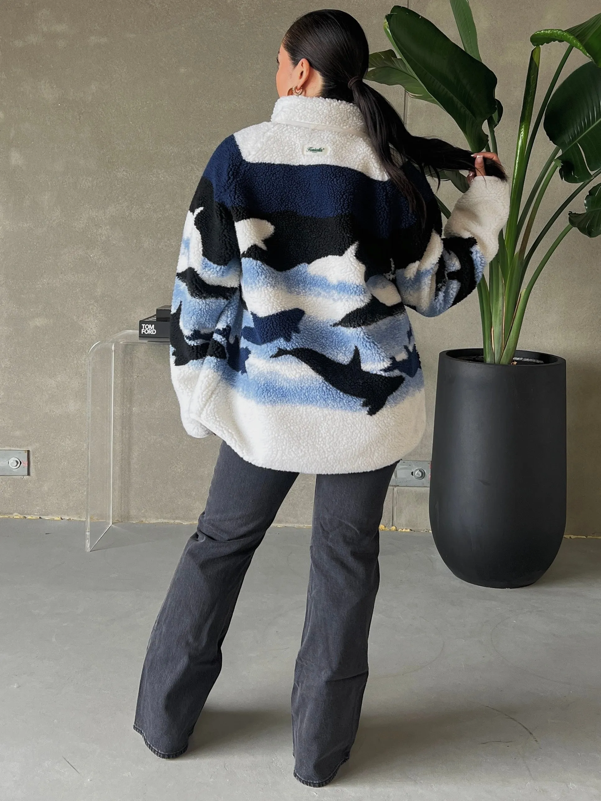 KUWALLA "Orca Time" Unisex Sherpa Zip Up Jacket