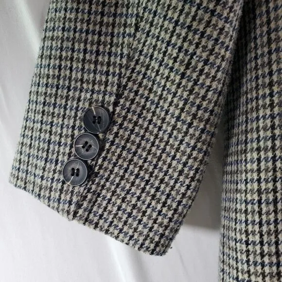 L 7 For all Mankind Double Breasted Blazer Mixed Print Houndstooth Plaid Wool
