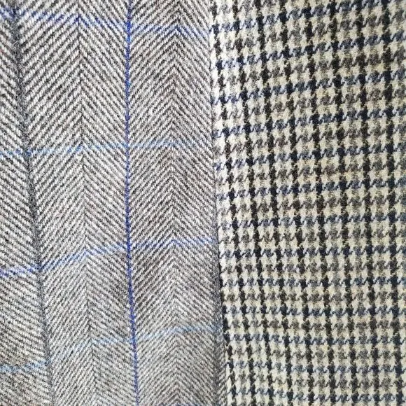 L 7 For all Mankind Double Breasted Blazer Mixed Print Houndstooth Plaid Wool