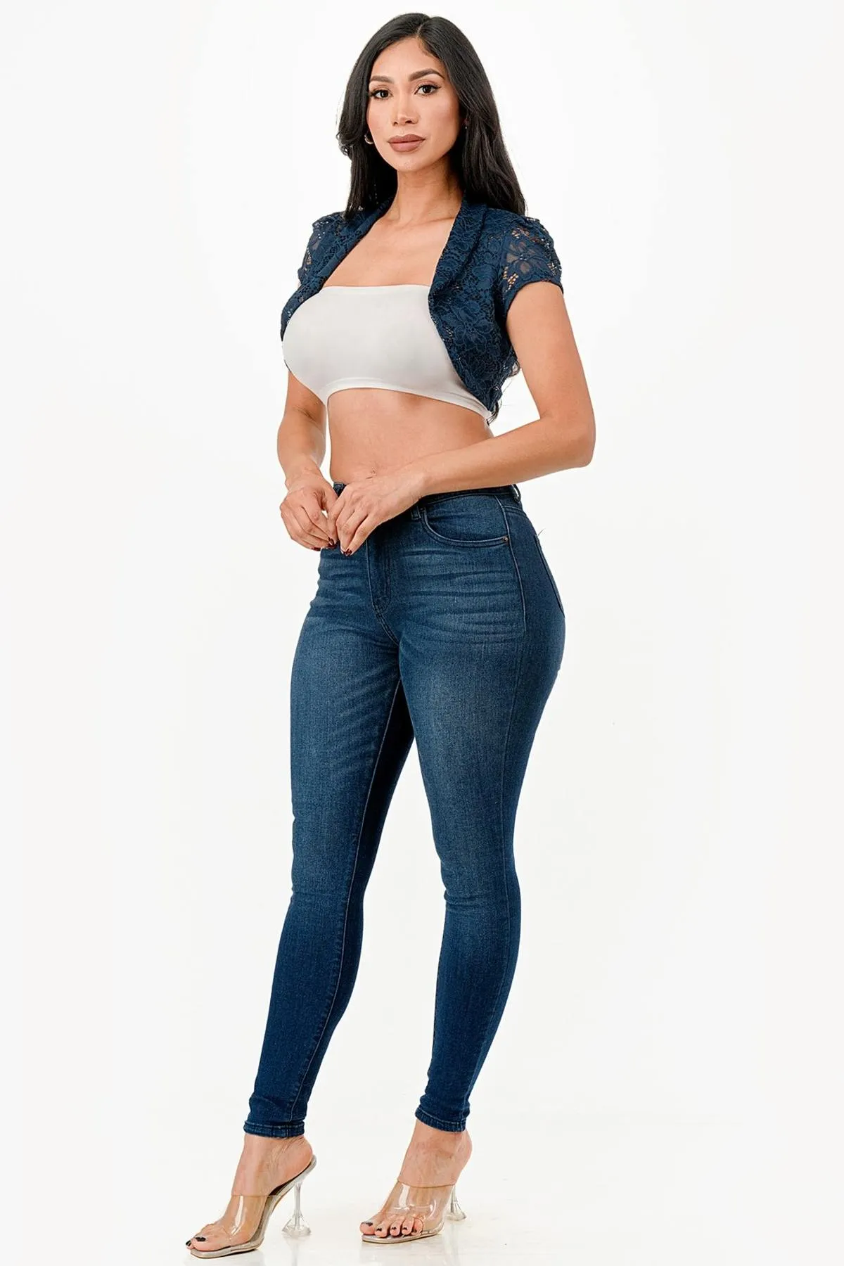 La Scala 11630 Crochet Lace Cropped Shrug