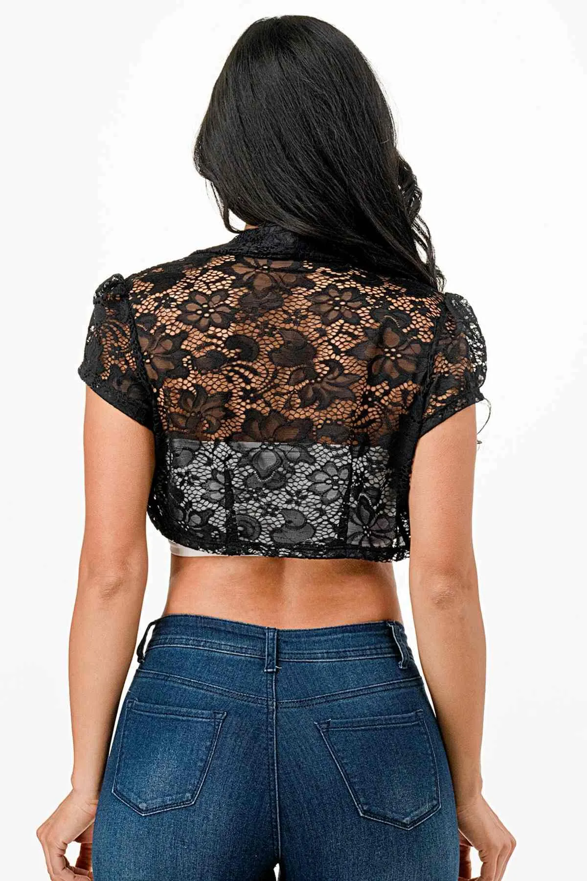 La Scala 11630 Crochet Lace Cropped Shrug