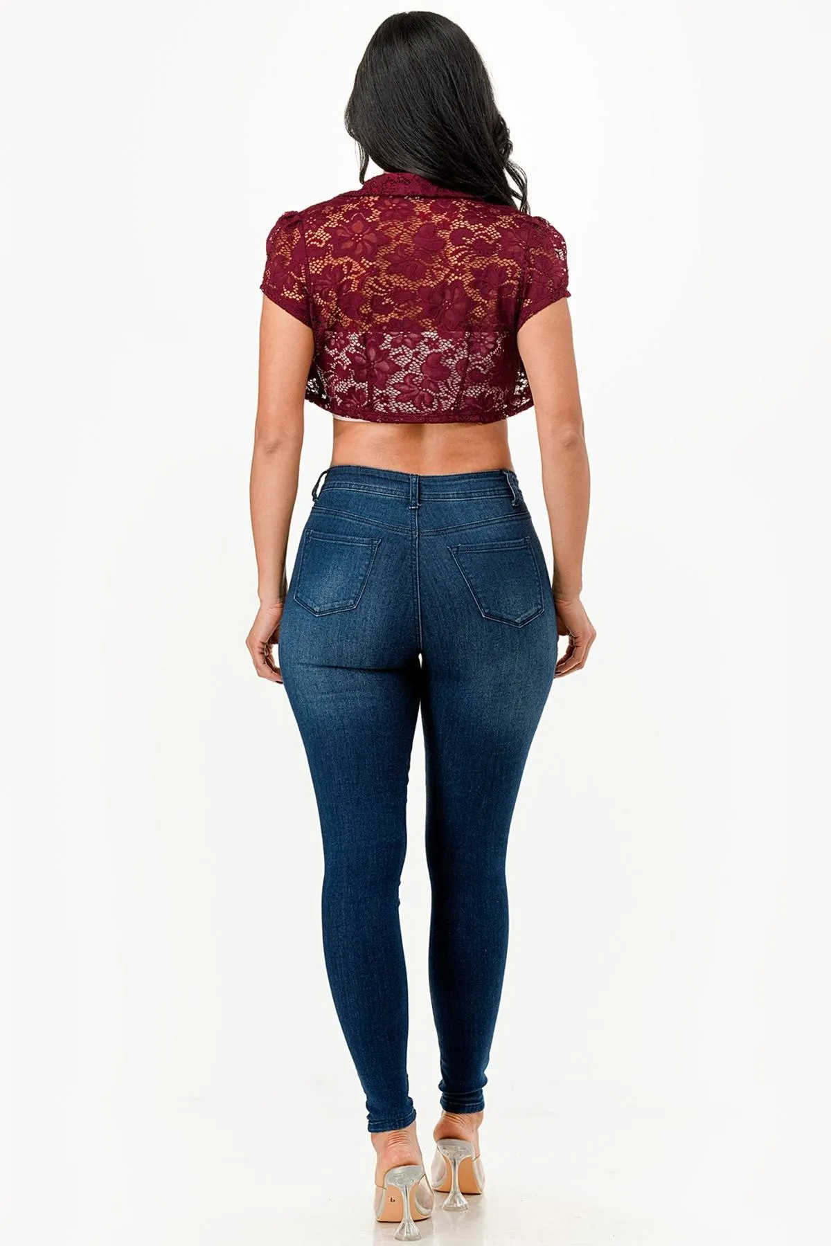 La Scala 11630 Crochet Lace Cropped Shrug