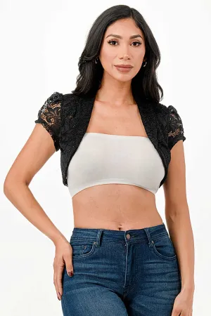 La Scala 11630 Crochet Lace Cropped Shrug