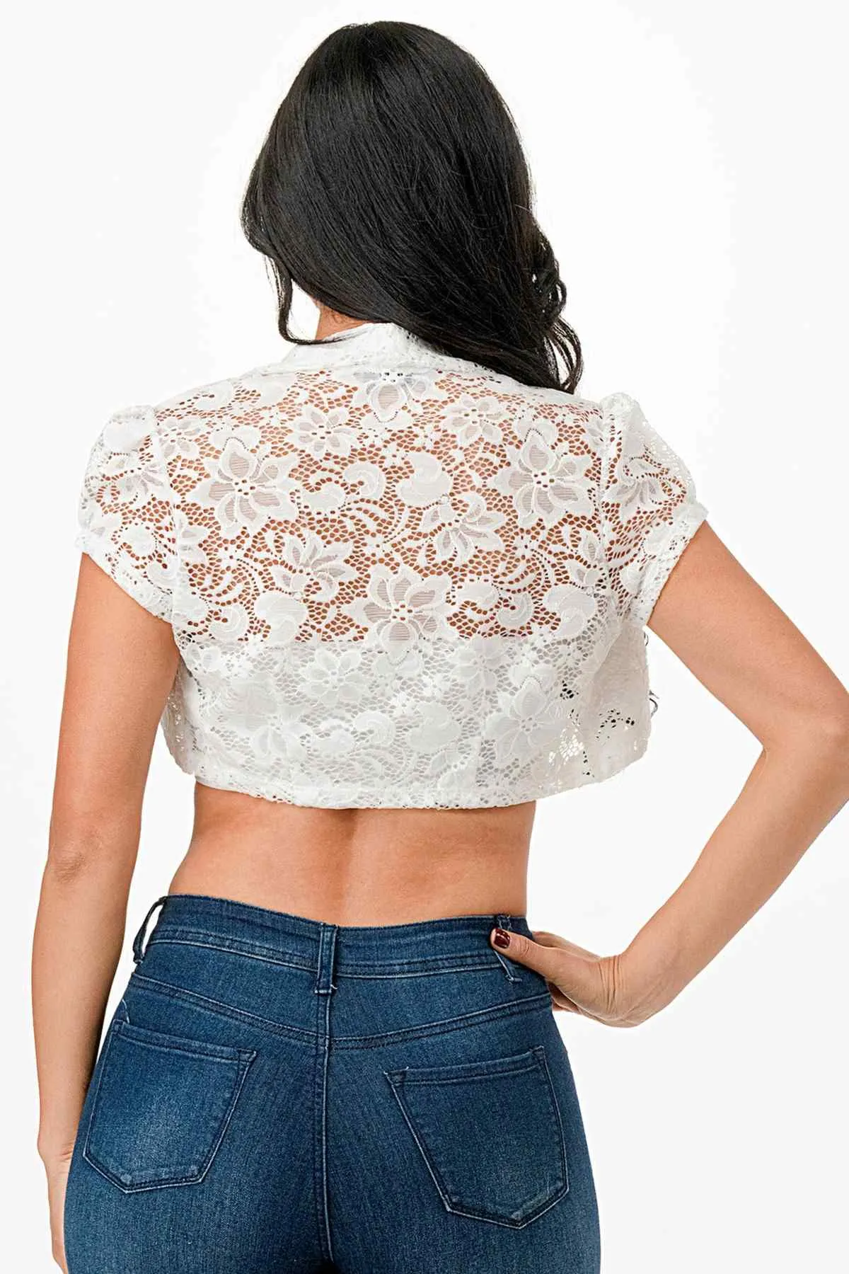 La Scala 11630 Crochet Lace Cropped Shrug