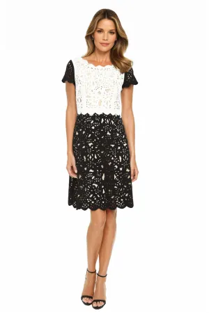 Laser Cut Popover Fit & Flare Dress