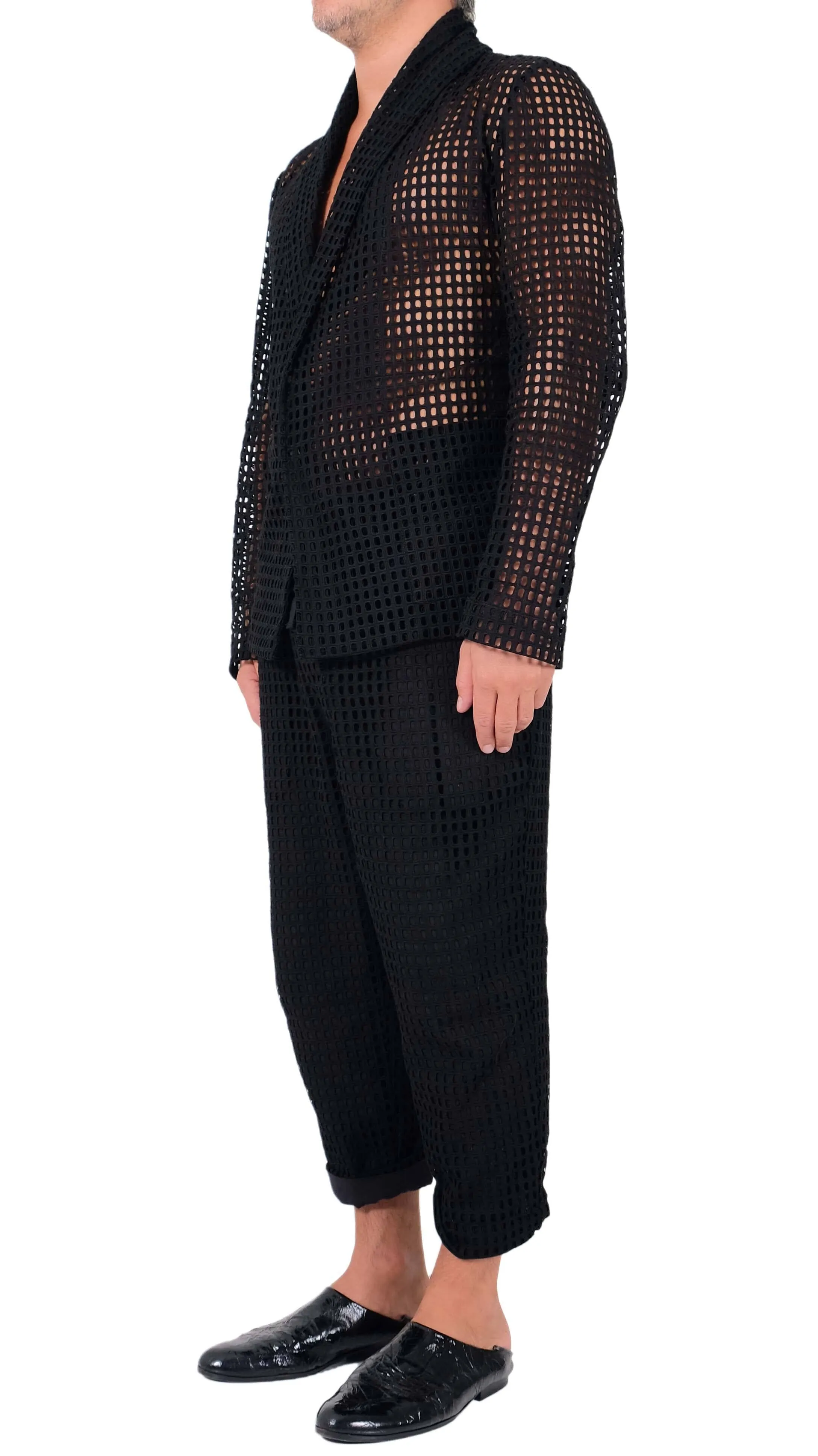 Laser Cut Transparent Net Blazer