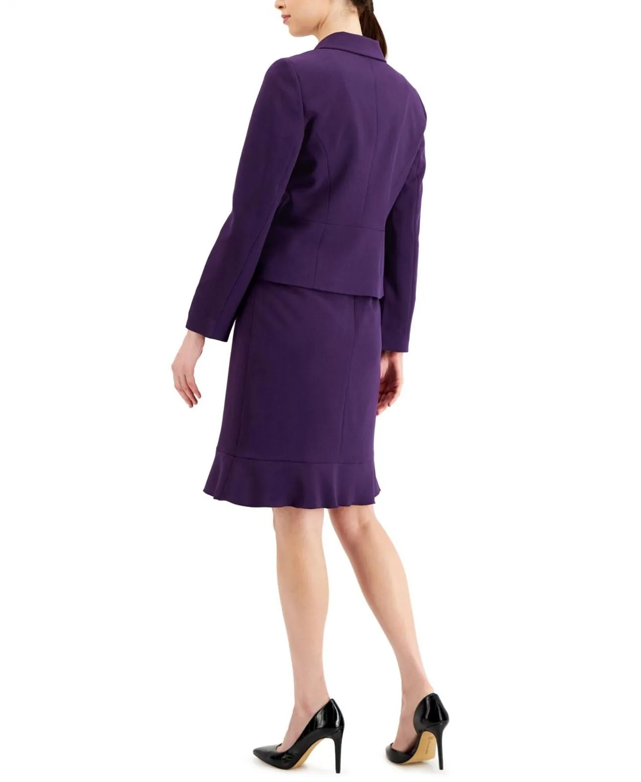 Le Suit Womens Three-Button Flounce Skirt Suit 50040143
