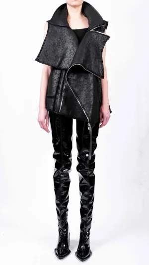 Leather Effect Sleeveless Jacket